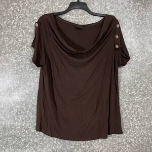 Torrid Women's Plus Size Y2K Brown Draped Front Top - Size 3(3X) - Button Accent